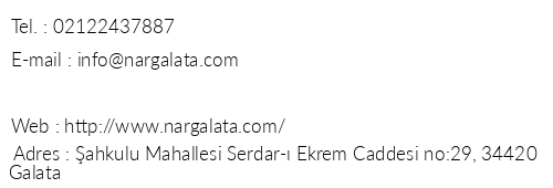Nar Galata Hotel telefon numaralar, faks, e-mail, posta adresi ve iletiim bilgileri
